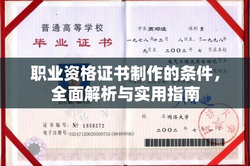漳浦职业资格证书制作的条件，全面解析与实用指南